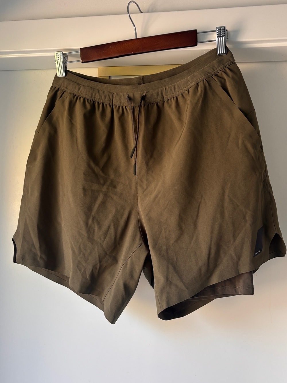 Zara Olive Athletic Performance Shorts